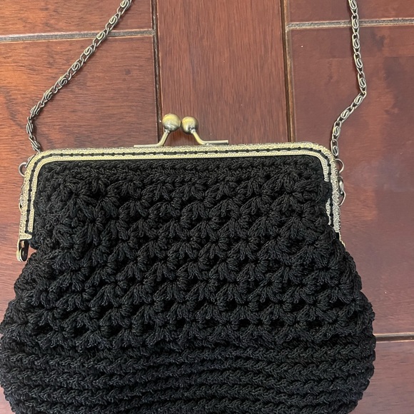 Handbags - Elegant Black Crochet Shoulder Bag